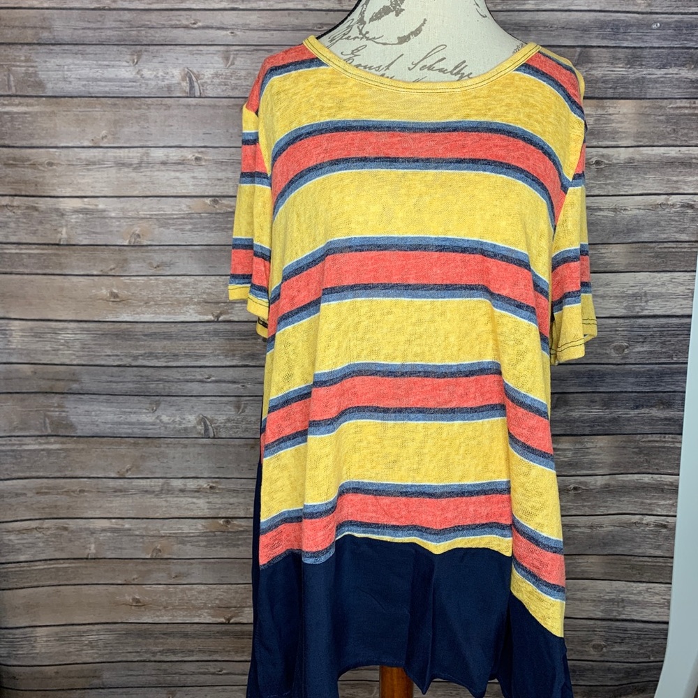 Clearance! Two tones jersey short sleeve top